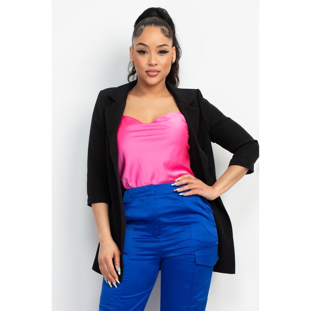 Open Front Notch Solid Jacket - Picture 1 of 8